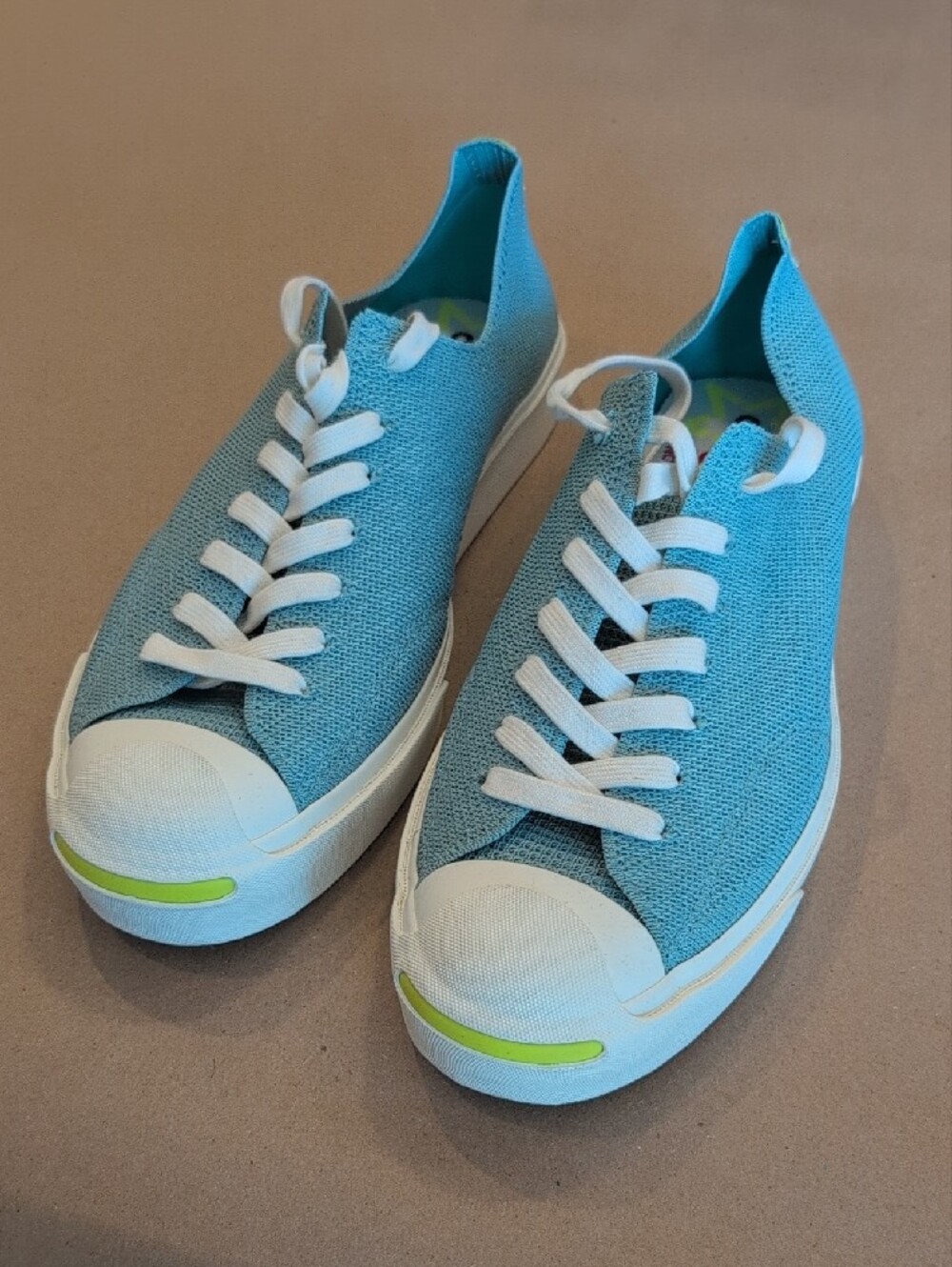 Converse Light Teal Knit Low-Top Sneakers with White Laces
